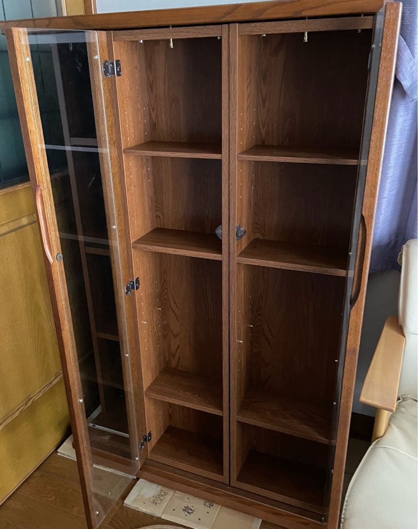 飾り棚付き本棚　スライド式