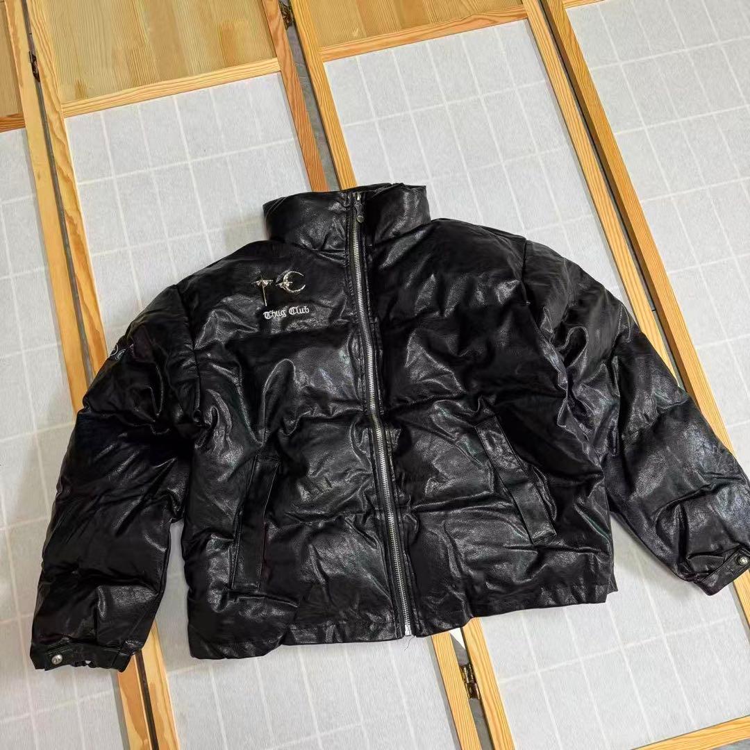 THUG CLUB サグクラブ レザー ダウンジャケット M n