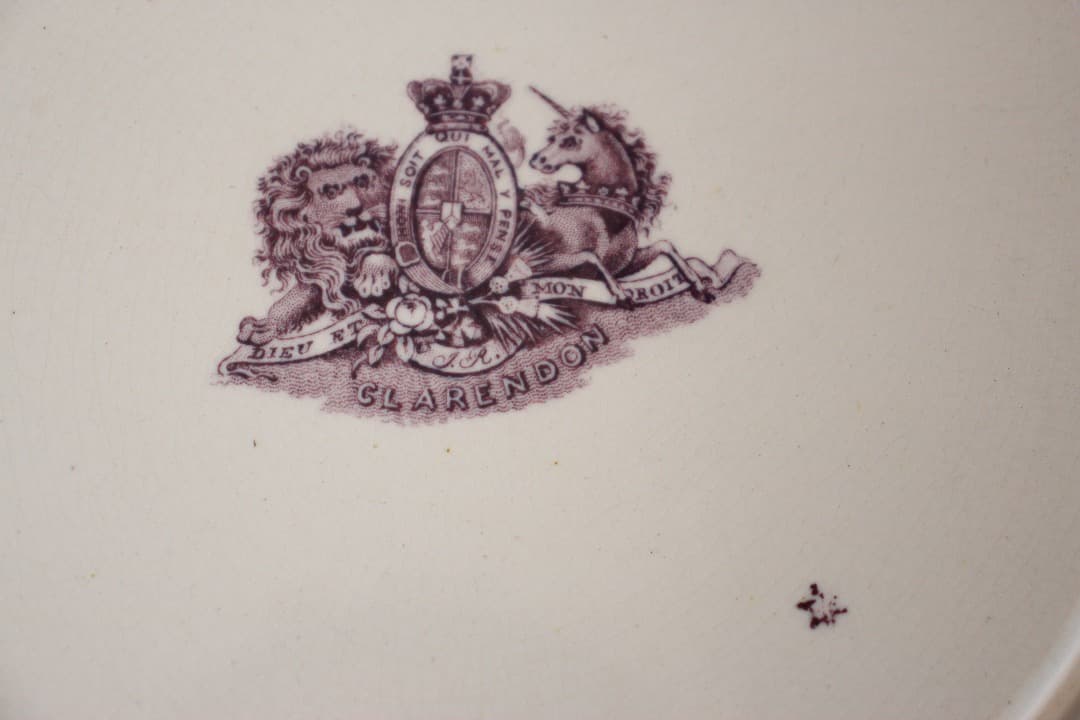 イギリス製　アンティーク　ジョン・リッジウェイ　クラレンドン　２６cmプレート