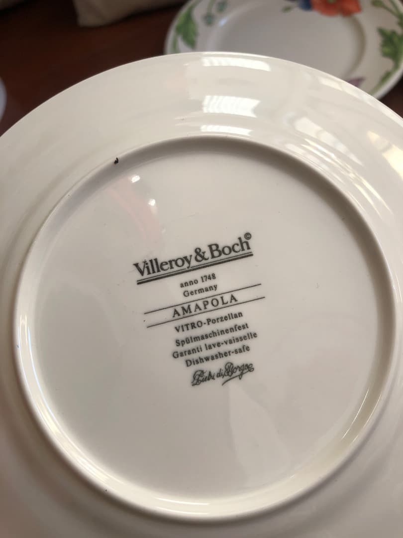 ヴィレロイ＆ボッホ　アマポーラのプレート大中小各2枚　花柄皿 6枚セット 陶器製