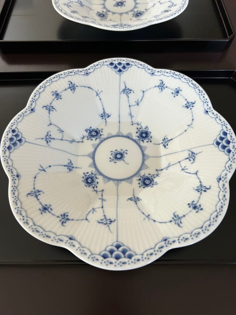 ロイヤルコペンハーゲン ブルーフルーテッド ハーフレース ペタルボウル2枚