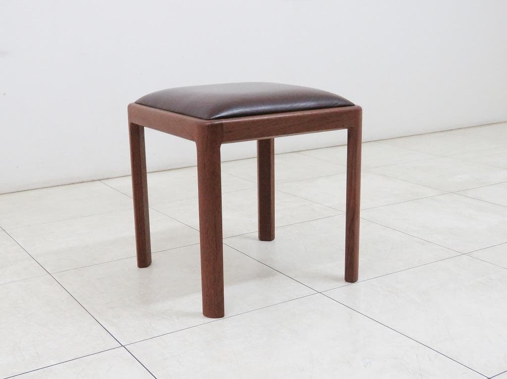 ケイ様 青林製作所 ヴィンテージ チーク無垢材×本革 ブラウン スツール ③
