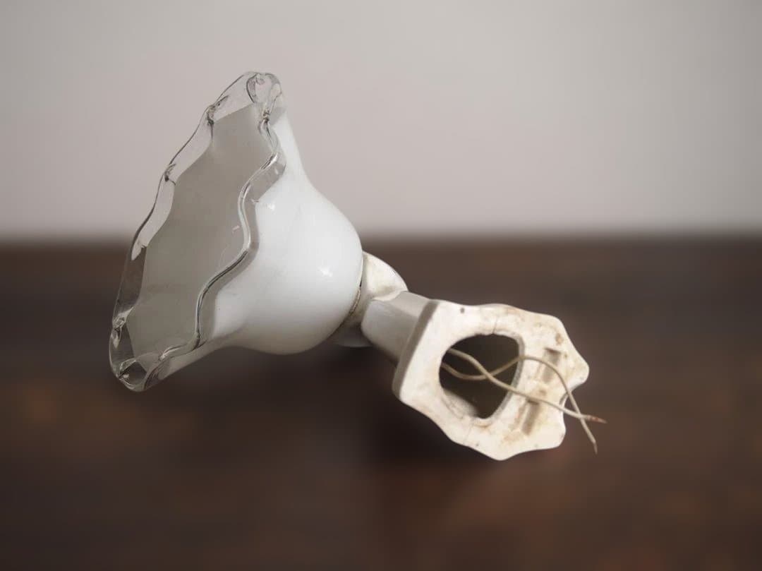 陶器アーム付ミルクガラスランプ パウダールーム アールデコデザイン/K311