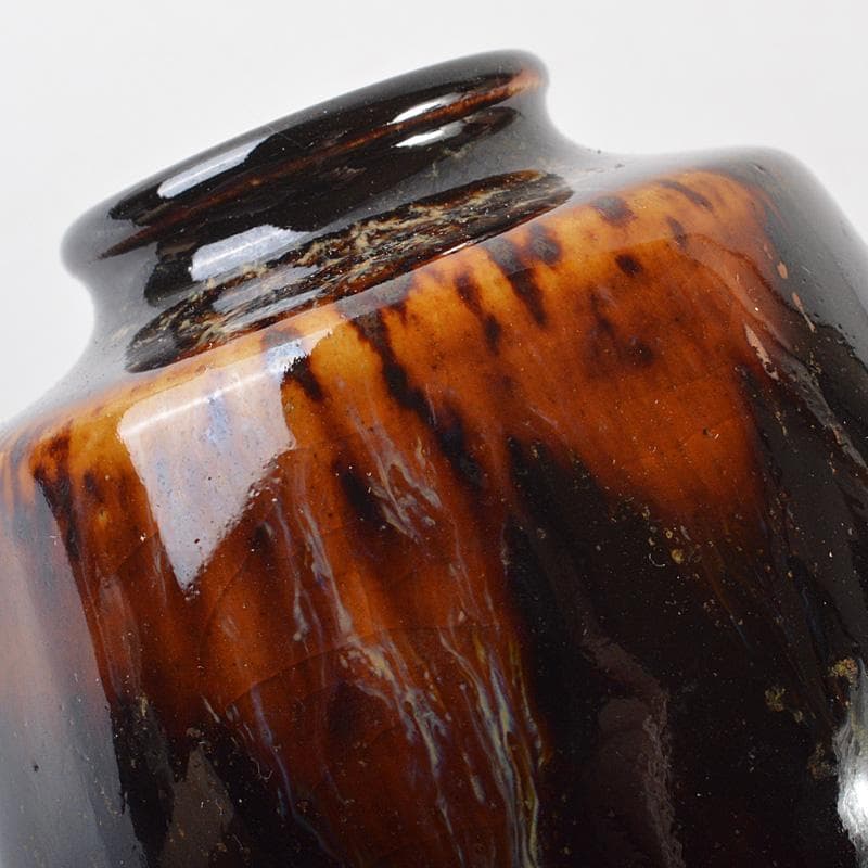 茶道具　京焼　洛東 　桶谷定一作　瀬戸釉　肩衝茶入　仕覆付　共箱　V　R7143