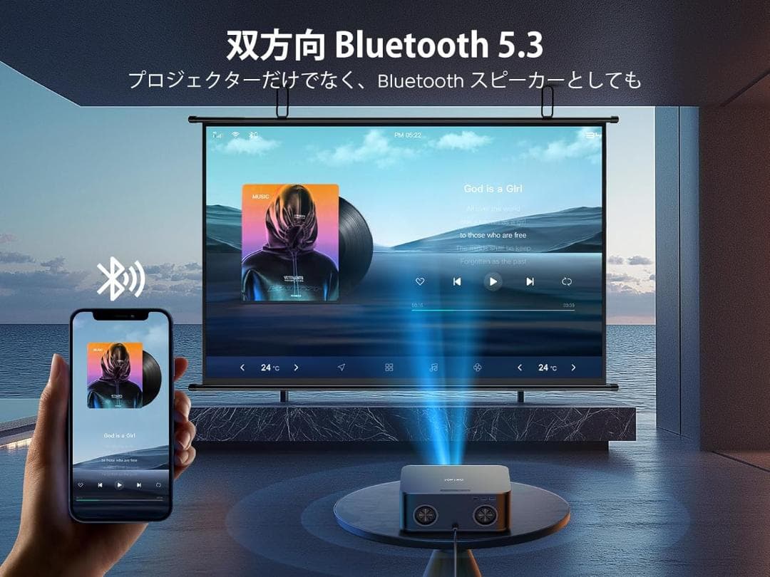 プロジェクター 4K Netflix&36WDoIby TOPTRO X9