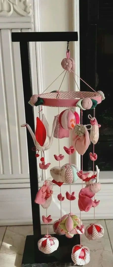 吊るし飾り　台付　ちりめん細工　ハンドメイド　ひな祭り