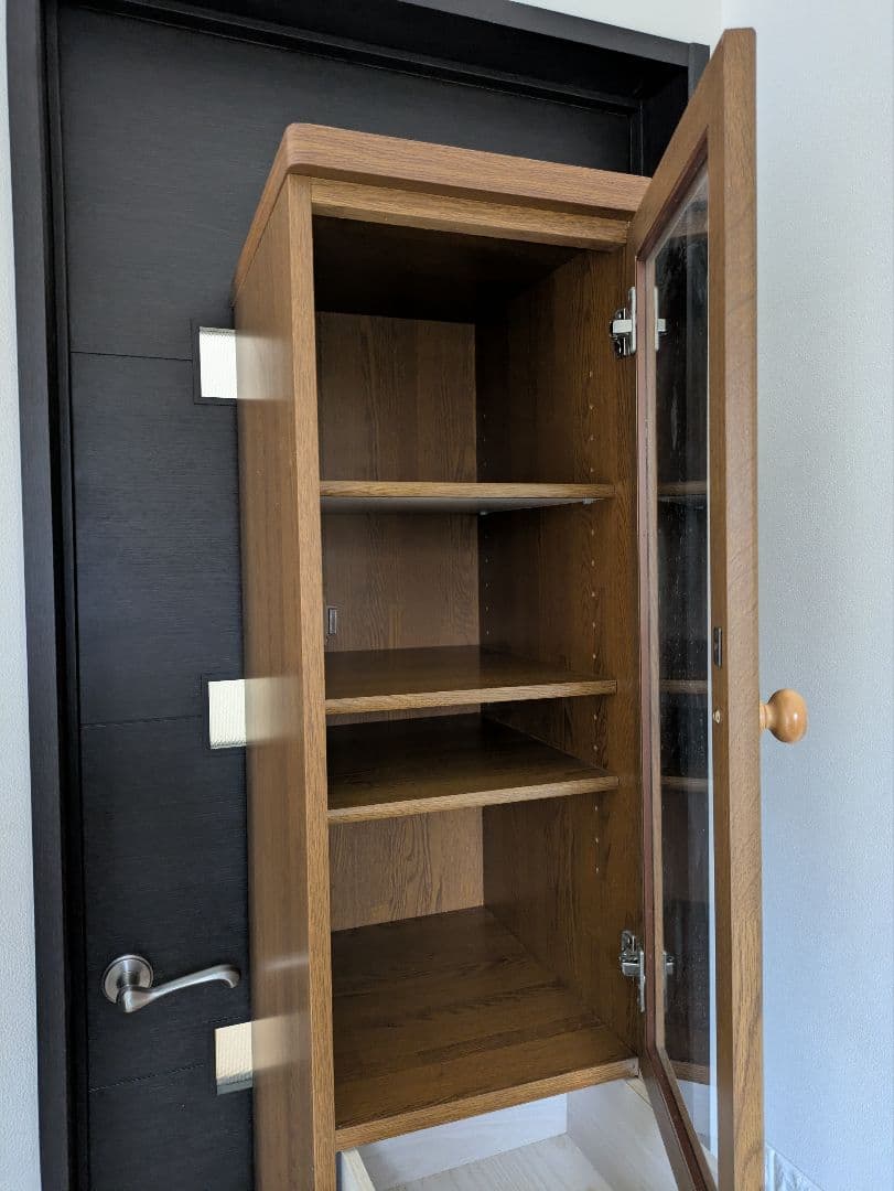 【年代物】ヴィンテージ　キャビネット 棚 収納 木製　ガラス戸