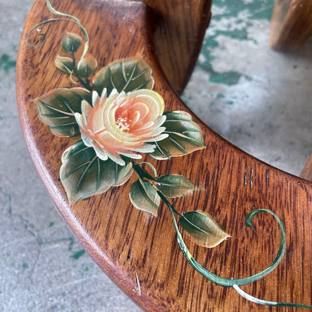 最終値下げ‼︎木製アンティーク・トールペイントの花台・チェアー、テーブル・