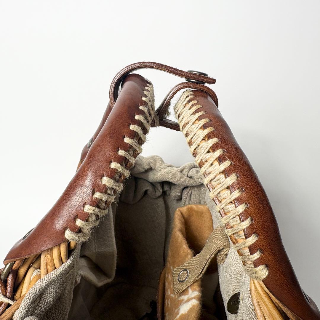 ebagos エバゴス / かごバッグ 紅藤×オイルショルダー