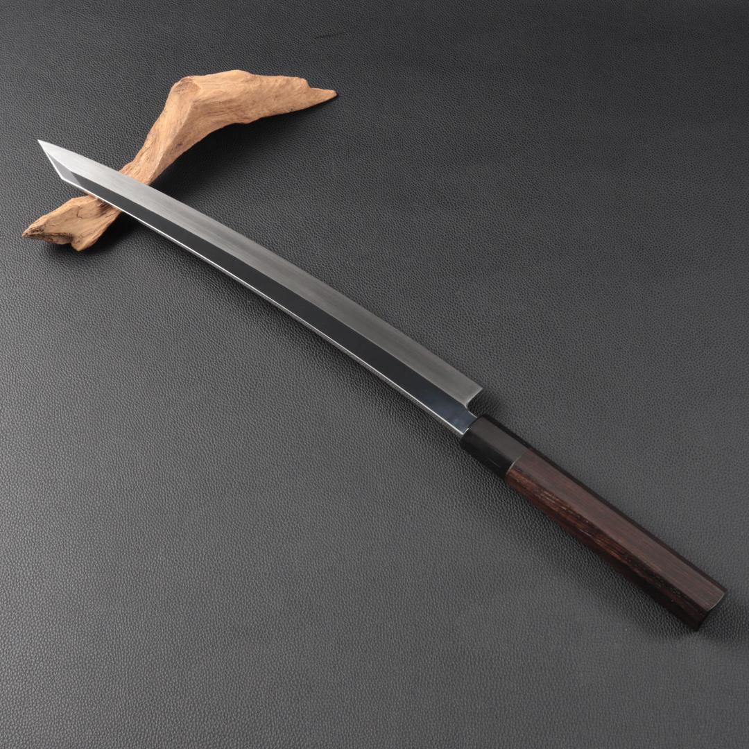 10974鬼反り切付包丁尺二鏡面仕上げ刺身包丁 刃は究極の切れ味黒檀黒水牛八角柄