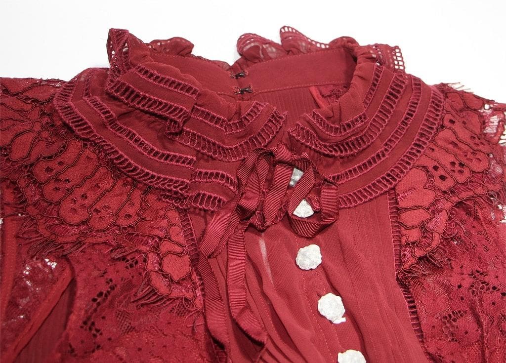 E*様 セルフポートレイト ティアードワンピース コードレース ボルドー UK8