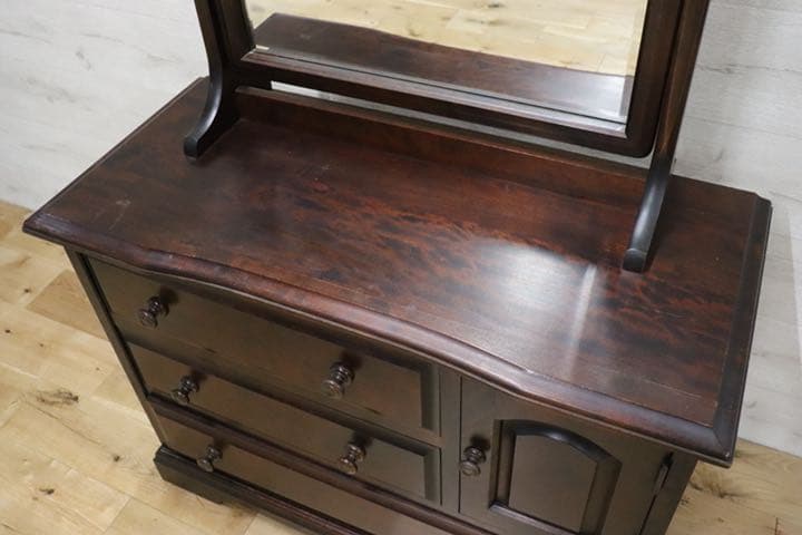 gmcn27 ○ 北海道民芸家具 鏡台 ドレッサー チェスト 樺材 民芸 家具