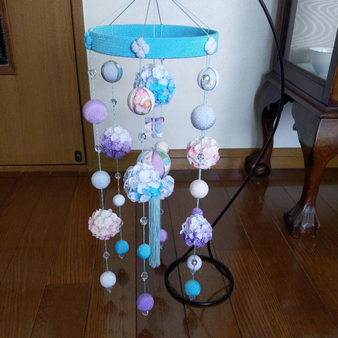 ちりめん細工　紫陽花の下げ飾り　marikomama5.5