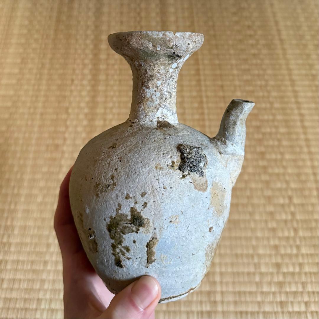 古瀬戸 初期水瓶 水差 水滴 鎌倉時代 花瓶 猿投 古常滑 古美術 骨董 無傷