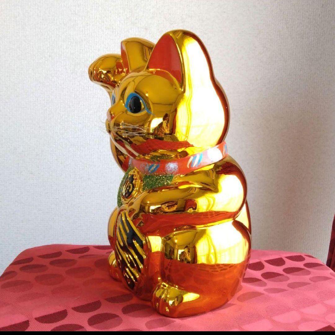 今だけ値引✨輝き抜群！最強金運招き猫》黄金色右手上げ8号・特別製作現品限り