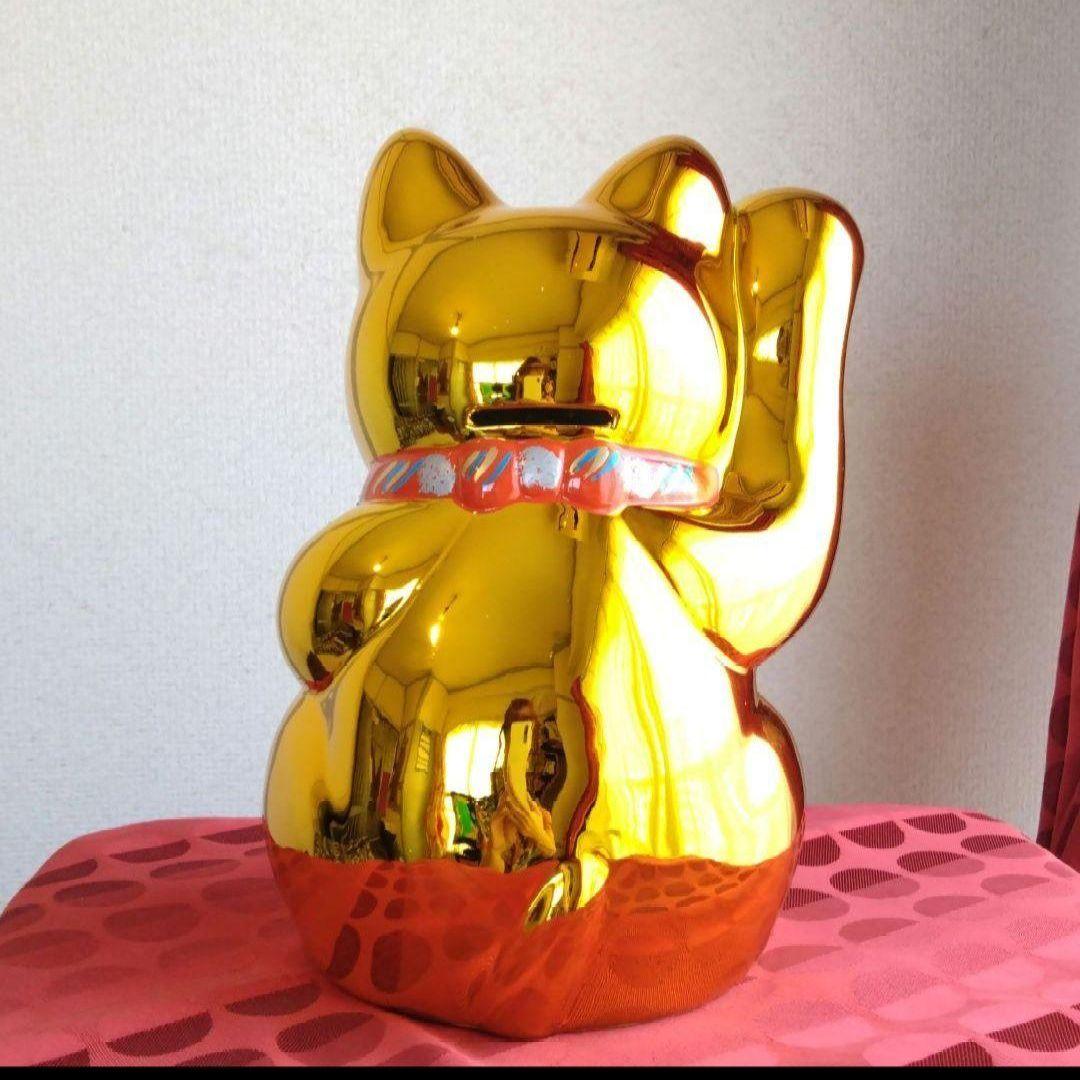 今だけ値引✨輝き抜群！最強金運招き猫》黄金色右手上げ8号・特別製作現品限り
