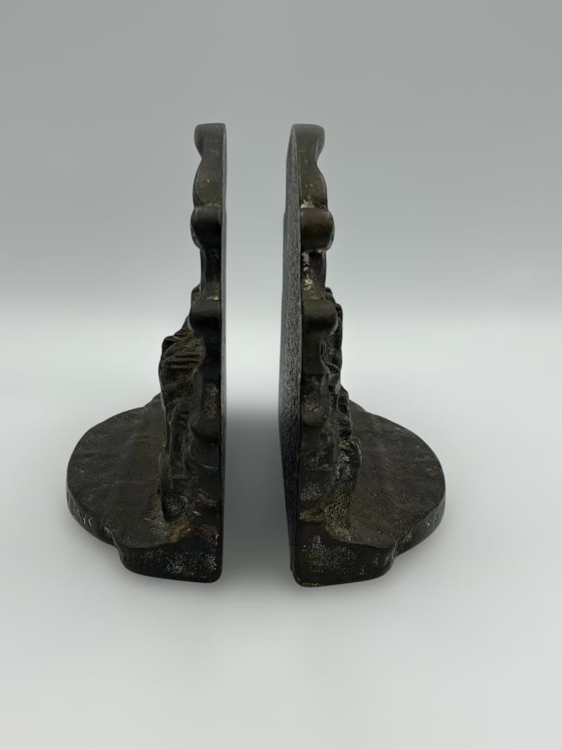 1920年代 希少アンティーク 駅馬車ブックエンド S229 アーマーブロンズ製