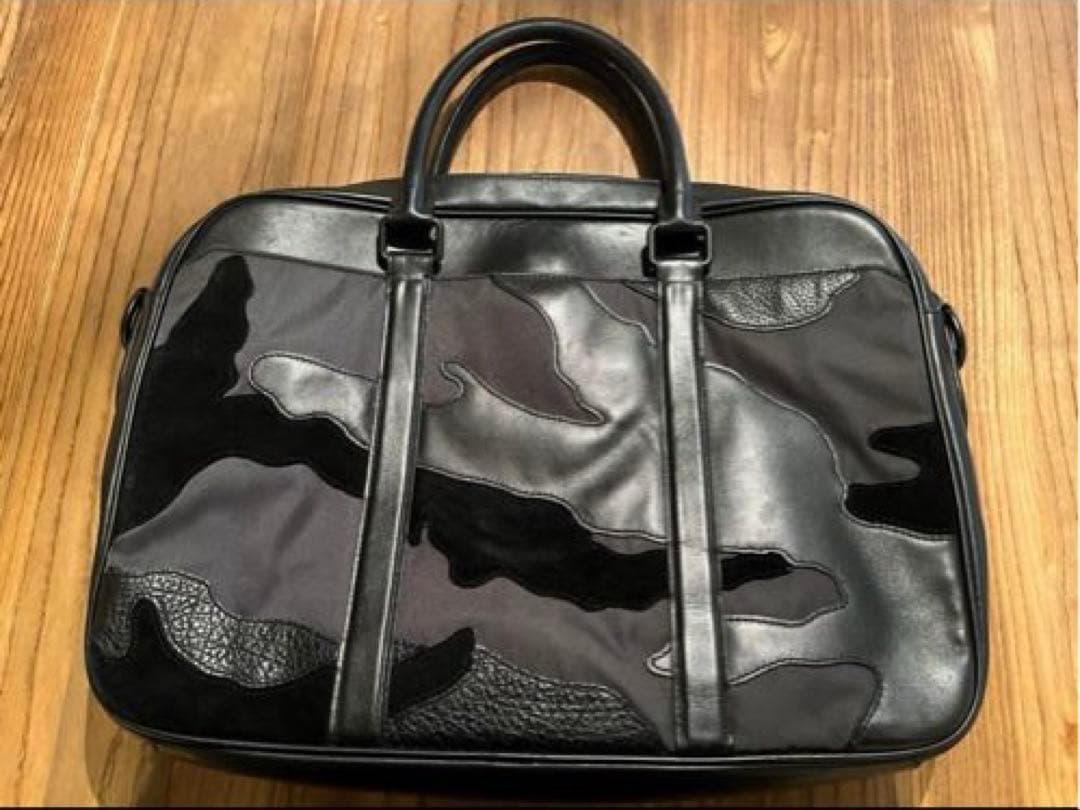 【COACH 】美品　ビジネスバッグ 2way 迷彩 レザー スエード 黒！