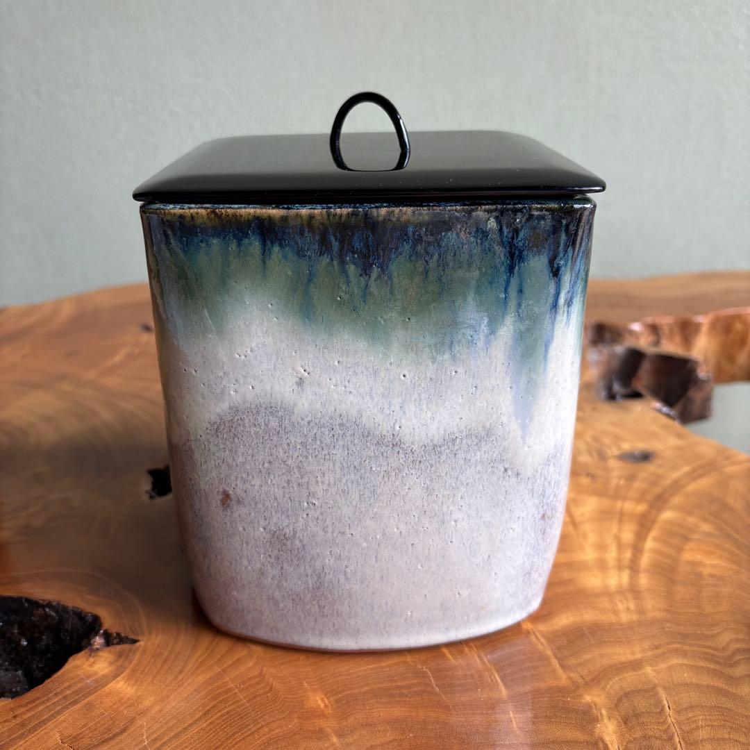 赤膚焼 水指 大塩正人造 織部流し 茶道具 共箱