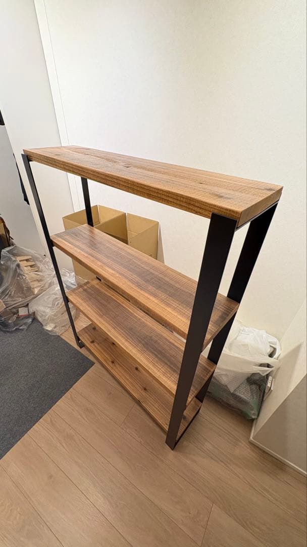 【KANADEMONO】シェルフ 無垢杉ブラックスチール 棚 ラック 美品 処分