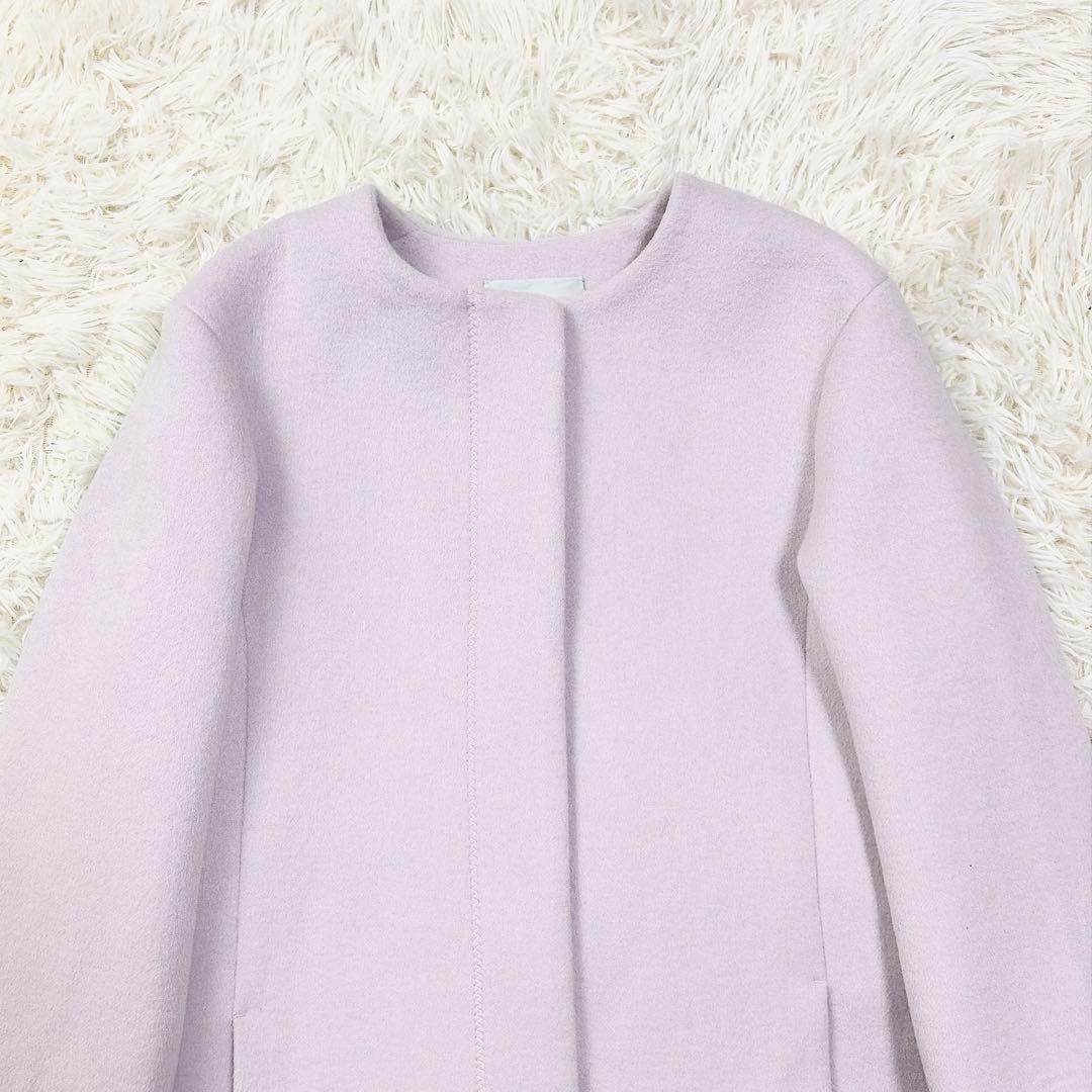 【美品】セルフォード　celford バックタックノーカラーウールコート　ロング