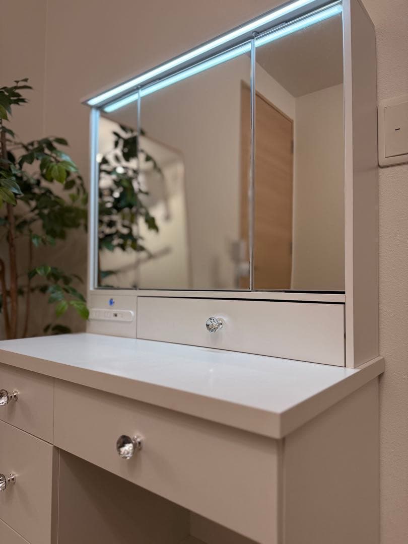 【送料込】三面鏡ドレッサー (イス別出品) ホワイト