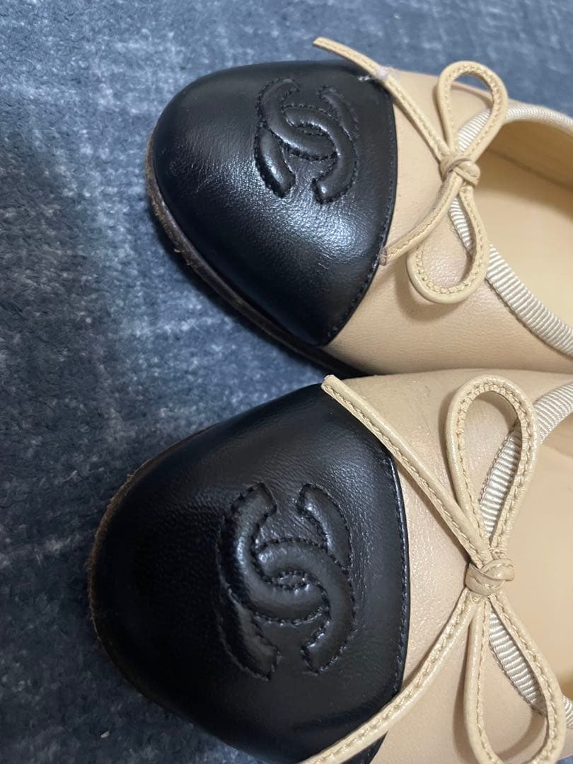 CHANEL バレエシューズ 35ベージュ/黒