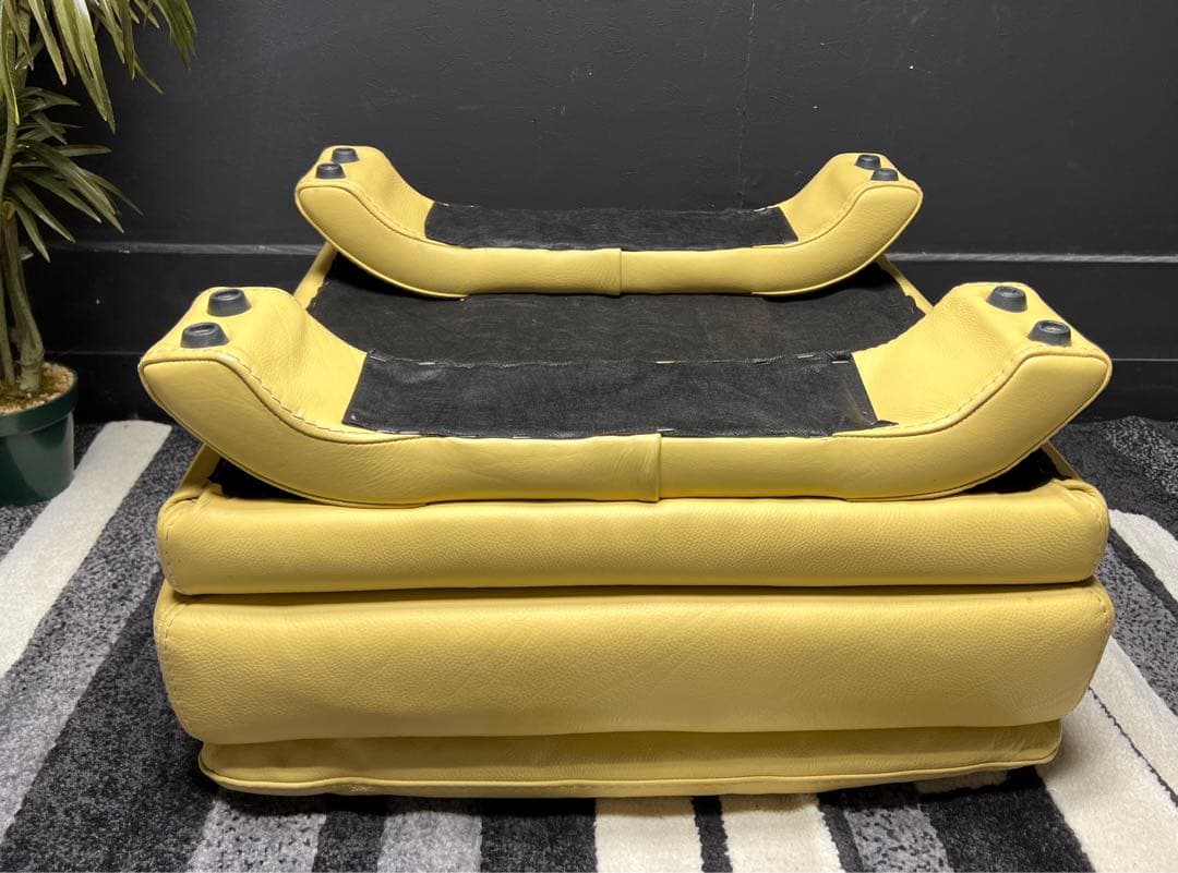 レザー/総本革張りオットマン スツール