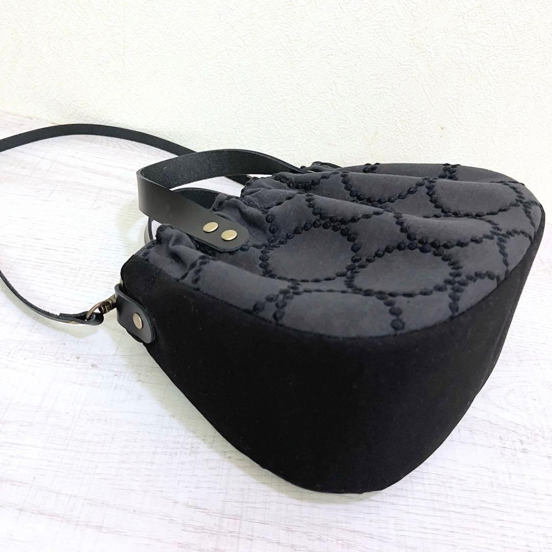 ミナペルホネン　ハンドメイド　2wayミニバッグ　チャコール