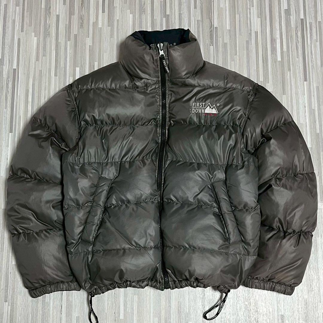 ファーストダウン ダウンジャケット リバーシブル ブラック×ダークグレー LL
