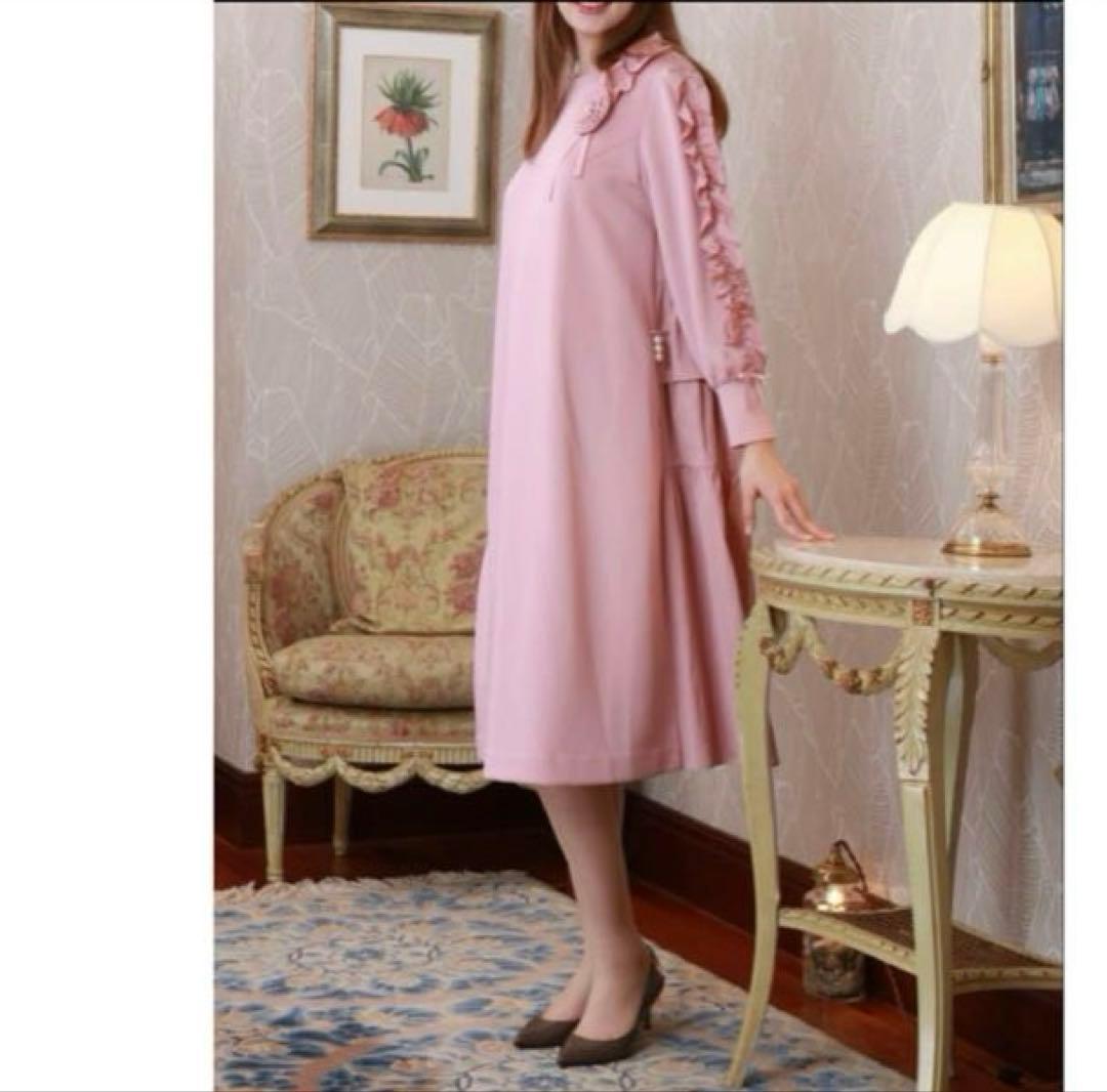 スーパービューティー♡ 袖フリルデザイン ダンボールニット×タフタワンピース