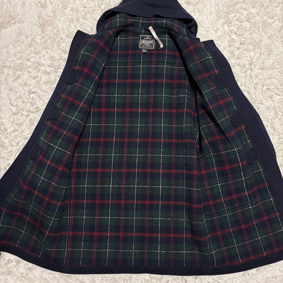 ✨極美品✨グローバーオール ダッフルコート チェック モンティ 英国製 ネイビー