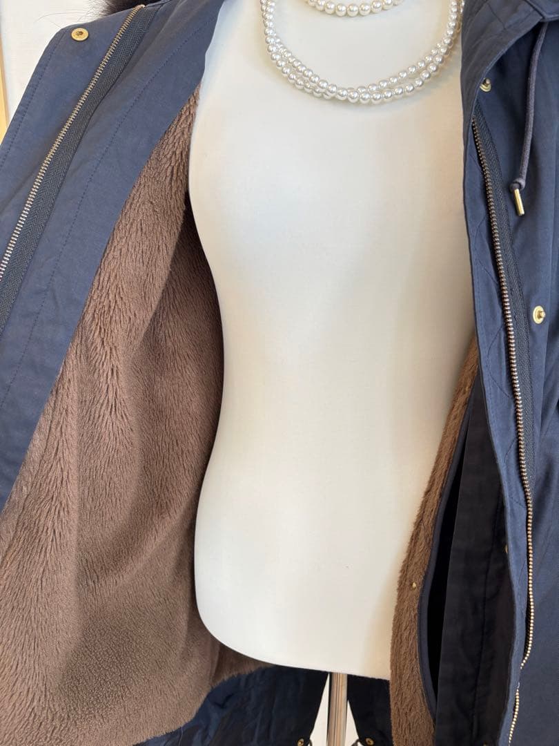 【即購入OK！】IENAイエナ　ネイビーモッズコート リアルファー＆ライナー付