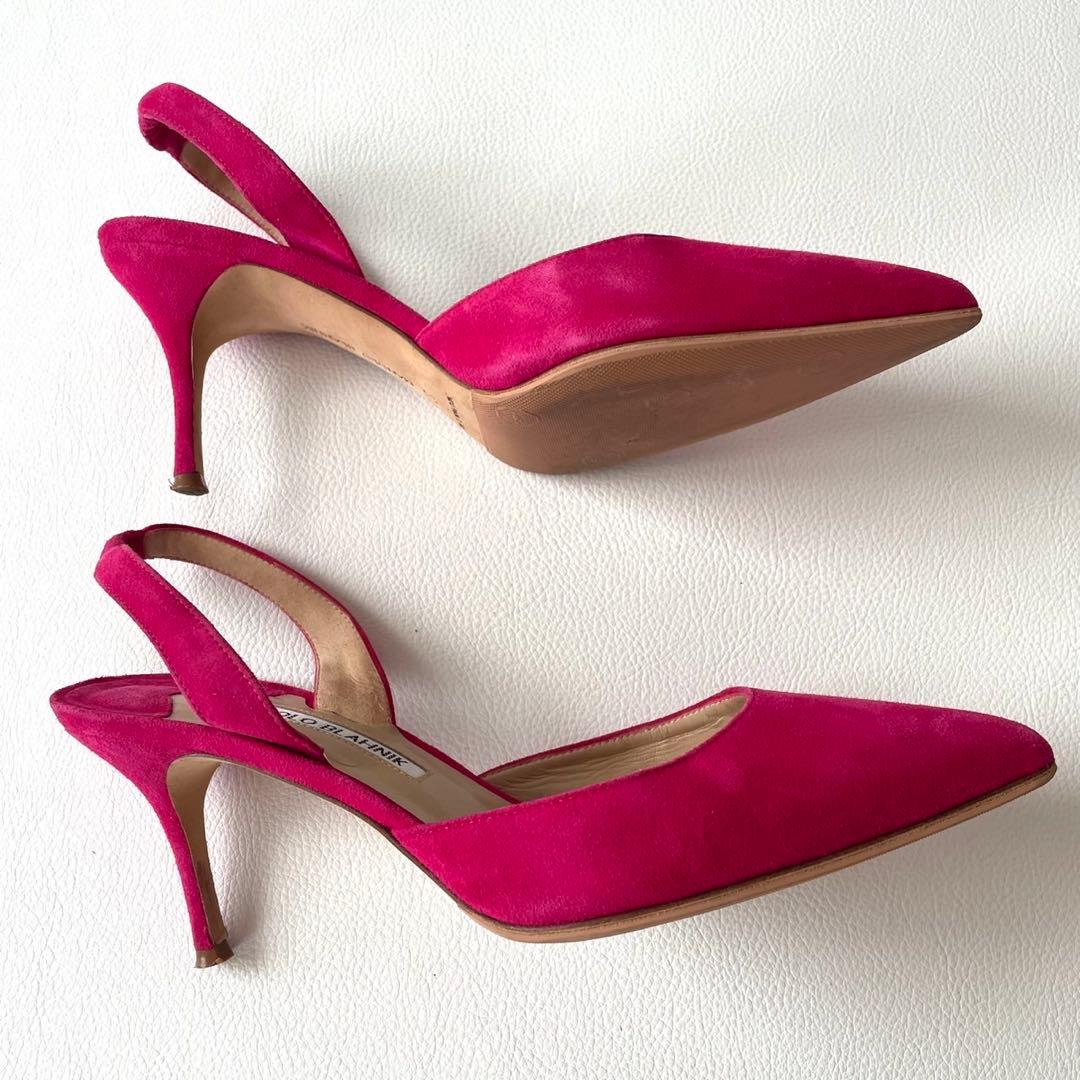 美品＊マノロブラニク キャロリン バッグストラップ【37】ピンク