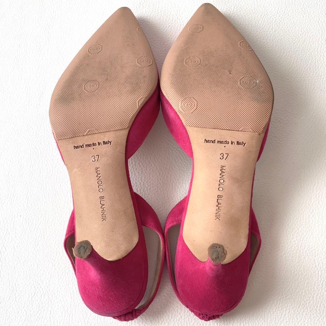 美品＊マノロブラニク キャロリン バッグストラップ【37】ピンク