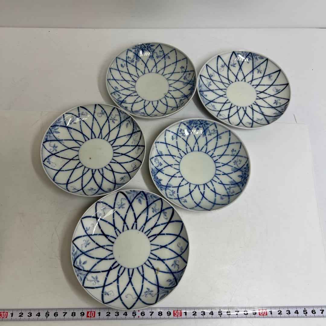 江戸後期　古伊万里　上手竹花文　中皿、猪口　通り物15点　東さ8-0124☆2F