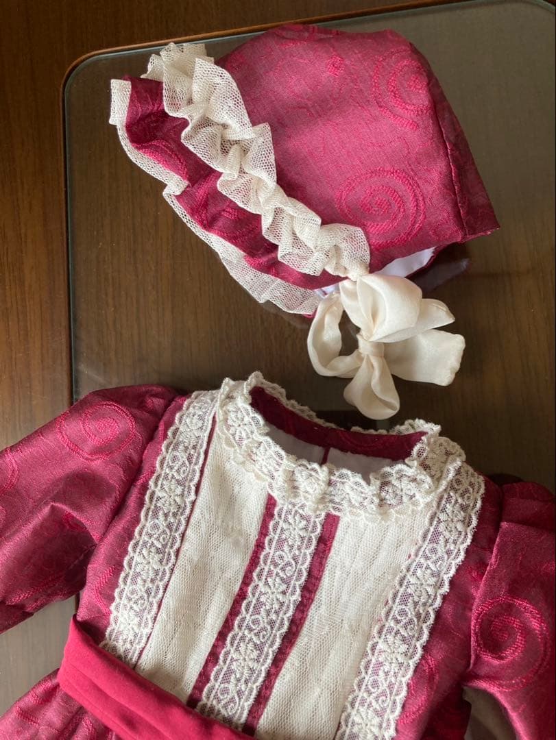 アンティークドール　ワンピース　ボンネットセット