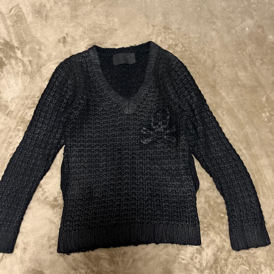 ROEN スカル刺繍 Ｖネックニットセーター PUNK y2k グランジ お兄系