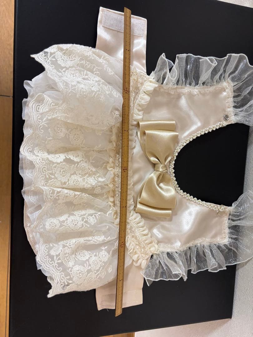 犬用ドレス アイボリー レース フリル