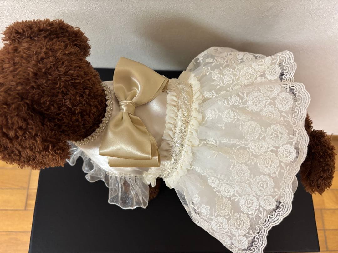 犬用ドレス アイボリー レース フリル