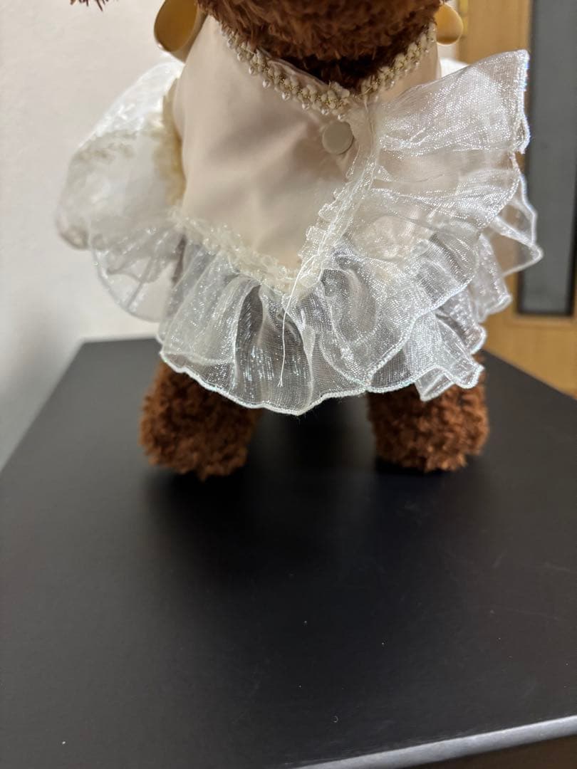 犬用ドレス アイボリー レース フリル