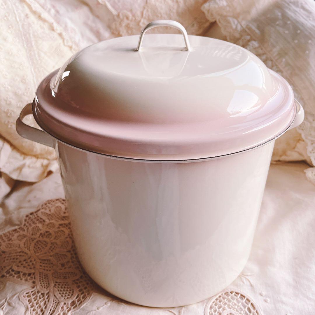 お値下げ♡イマンローズバスケットホーローライスキャニスター缶大薔薇マニーローズ