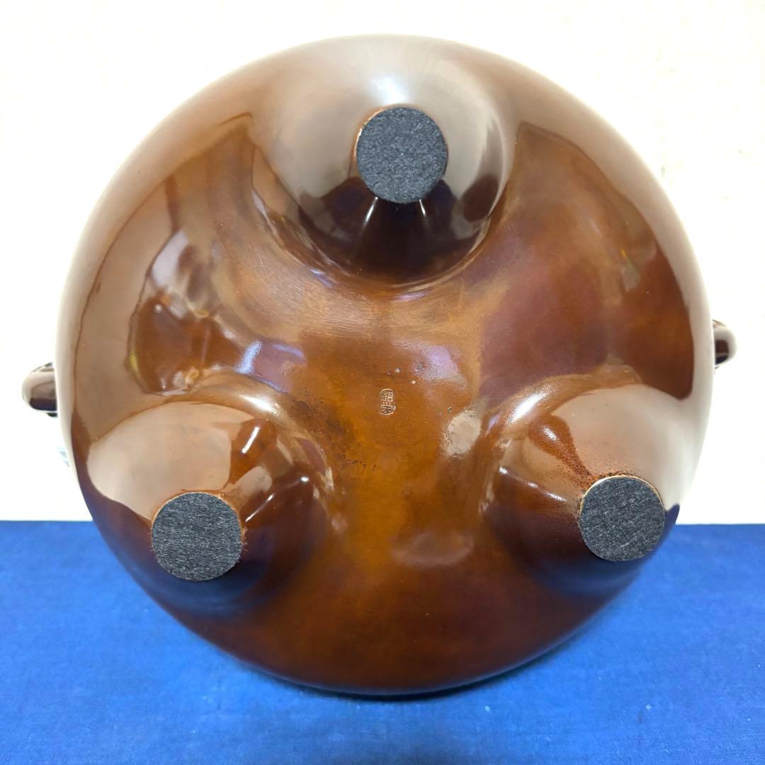 未使用/斑地紋焼色/風炉/茶釜/電熱器/金森紹栄造/唐銅鬼面風炉/電熱器/茶道具