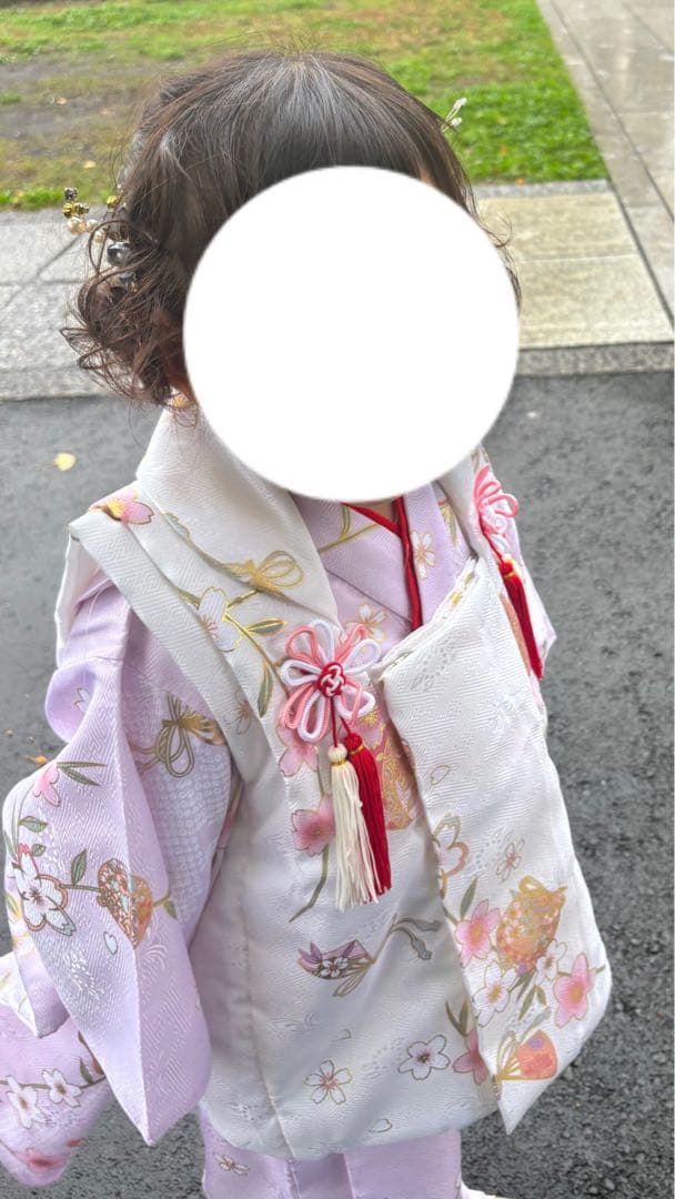 七五三 子供用着物セット 薄紫色 花柄　３歳