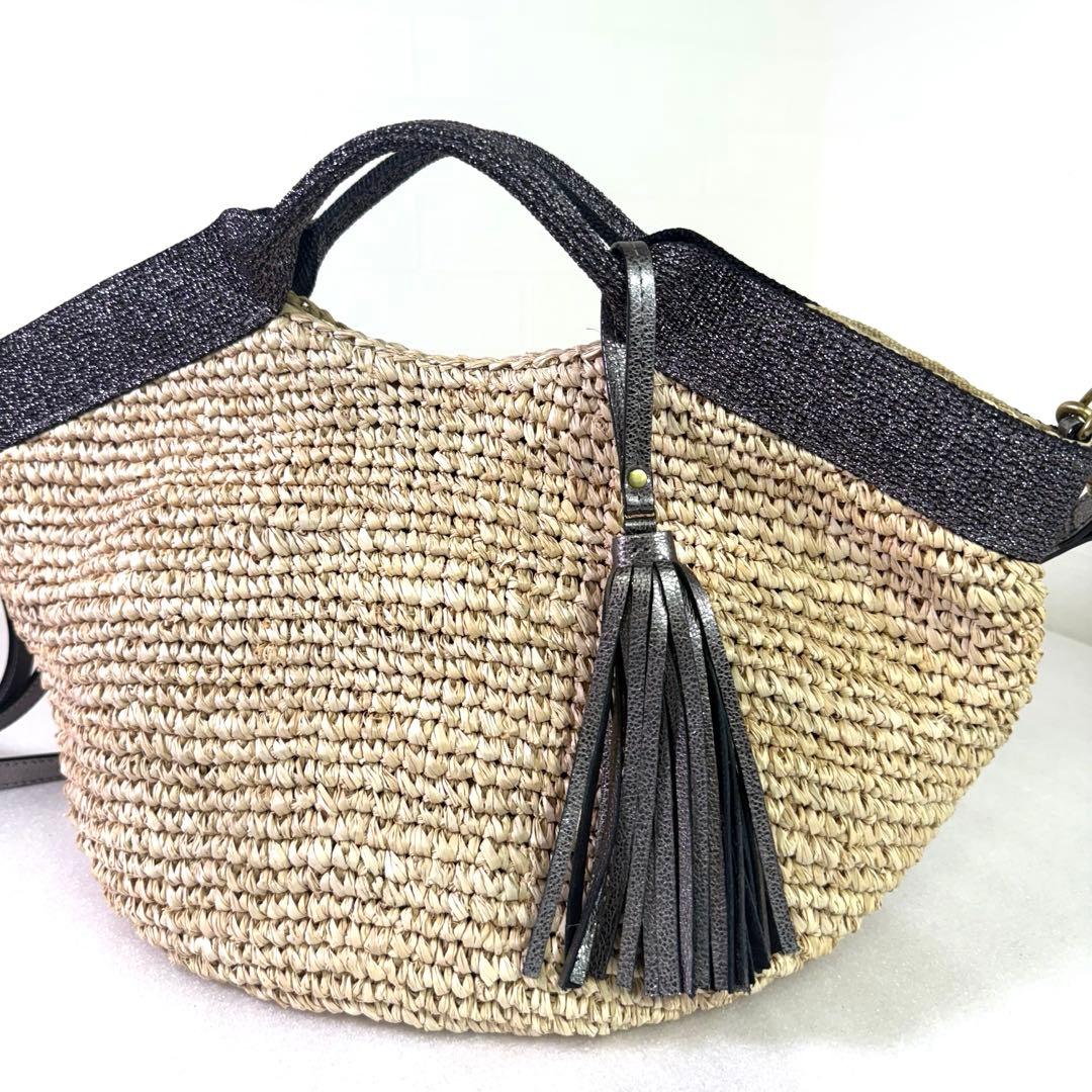 美品　ヴィオラドーロ かごバッグ　ハンドバッグ ストロー　2way レディース