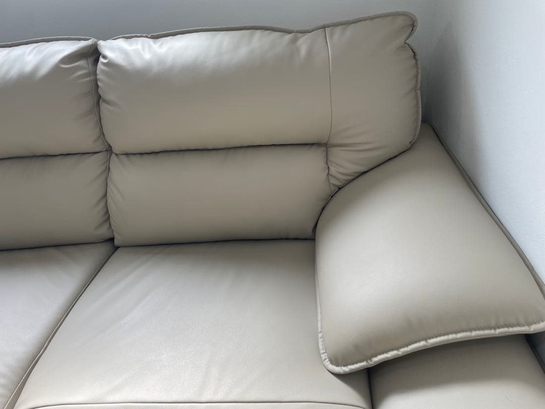 ニトリ【定価169900円】ベージュ L字型ソファ 本革 カウチ 3人がけ