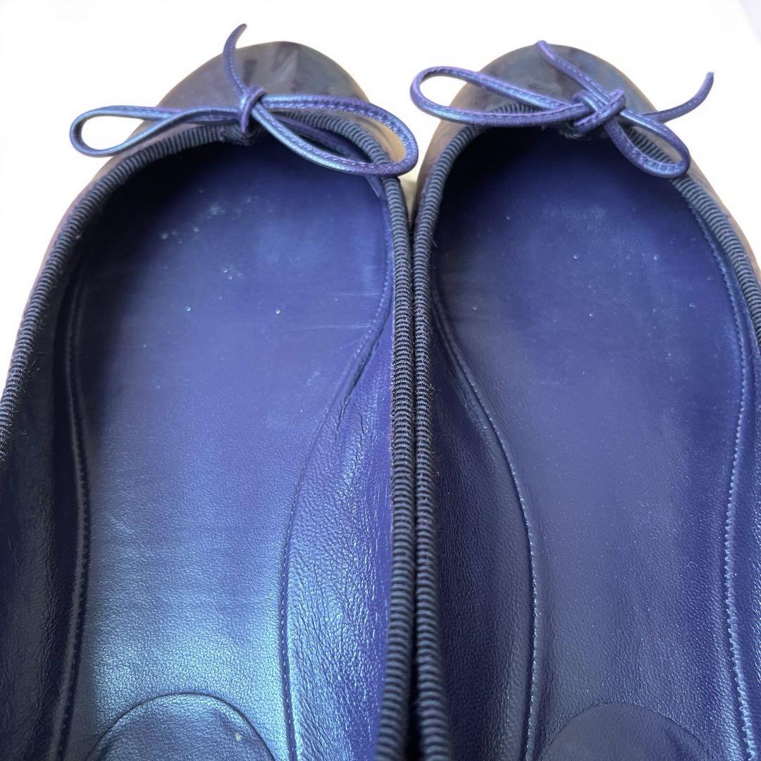 GUCCI フラット　バレエシューズ　レザー　ダークパープル　CG柄　36