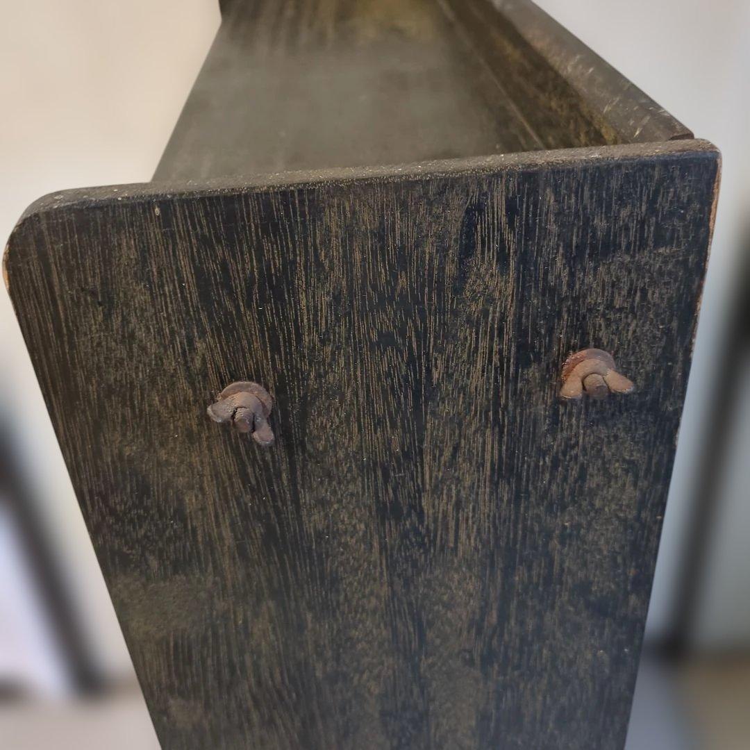 アンティークダークグリーン木製5段本棚　オープンラック