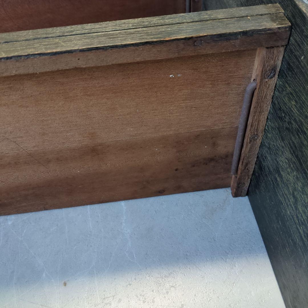 アンティークダークグリーン木製5段本棚　オープンラック