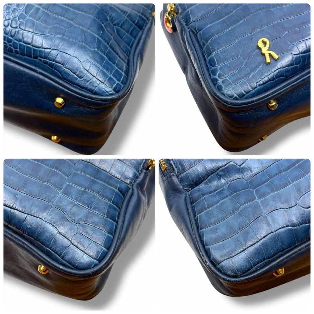 Roberta di Camerino クロコ型押し ショルダーバッグ ボストン
